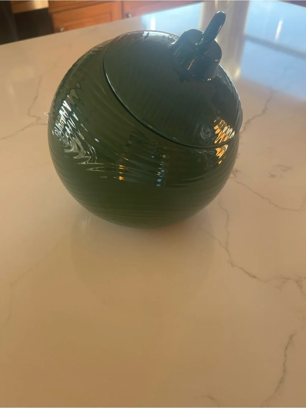 Temptations Green Ceramic Ornament Canister with Lid